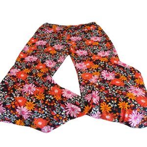 Woman's Adult Large Spirit of Halloween Bell Bottomed Leggings Floral Fall
